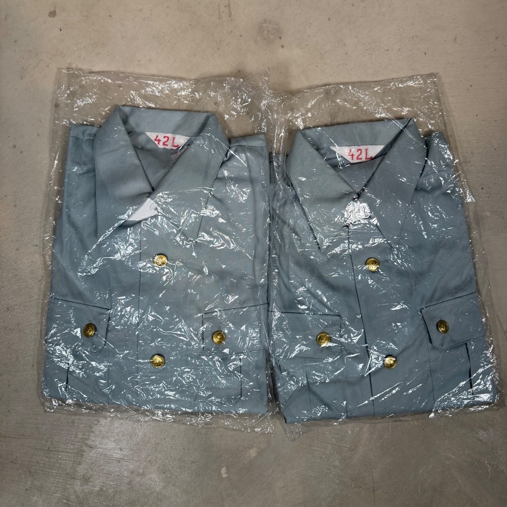 Vintage Deadstock 40s WW2 East German Blue Utility Uniform Jacket Mens Large 1pc